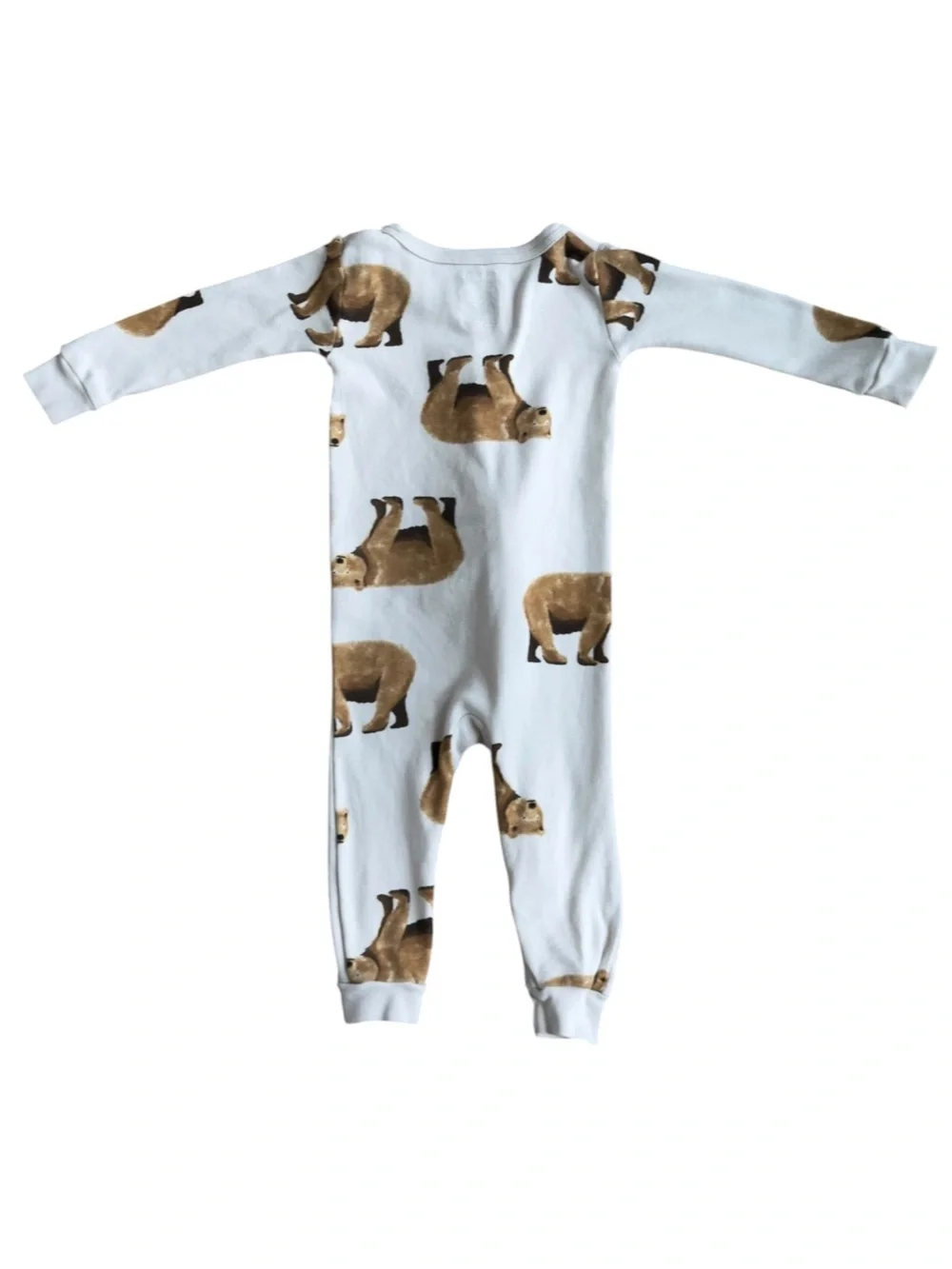 Carter’s Baby Long Sleeve Bear Print One Piece Zip Up Cotton Pajamas. 12 Months.